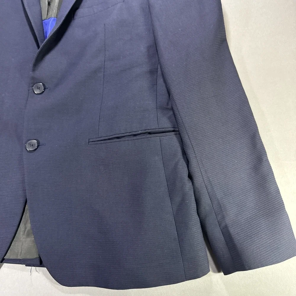 Zara Man Blazer Mens 46R Navy Two Button Slim Sport Coat Modern Minimal Formal